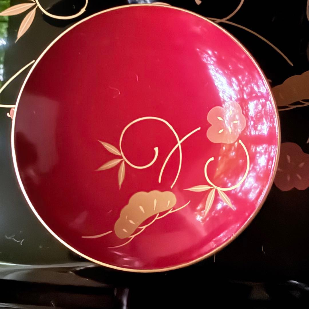 超限定1月12日迄‼️節目にJAPAN天然木会津塗お屠蘇器蒔絵松竹梅四ッ揃杉箱入