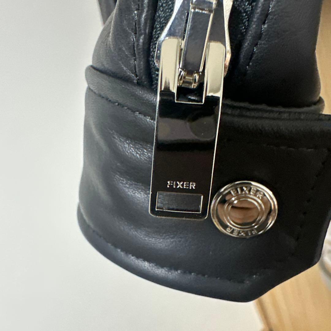 FIXER 黒レザーシングルライダースジャケット