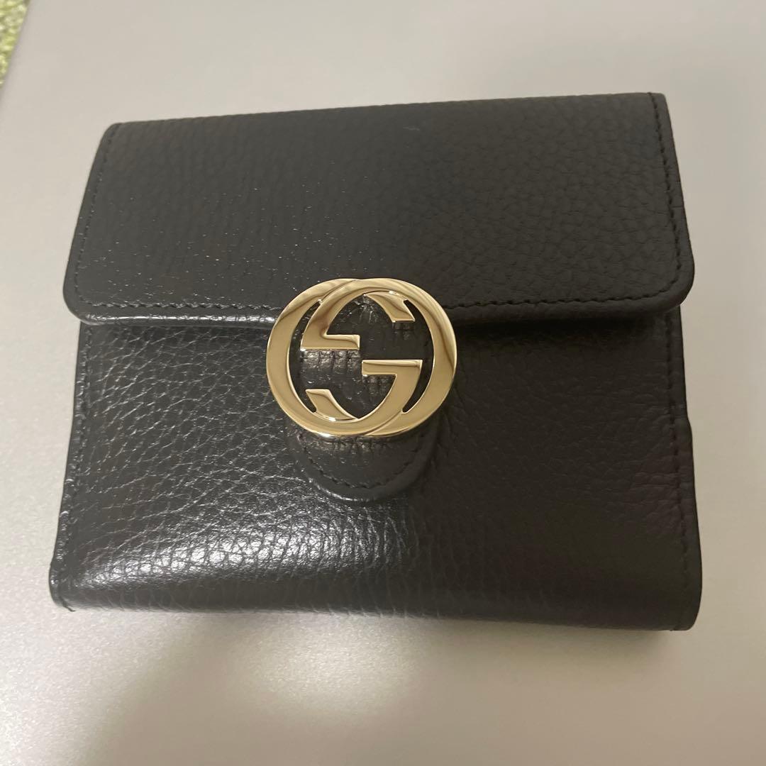 【新品】　グッチ インターロッキングG 二つ折り財布 財布 レディース