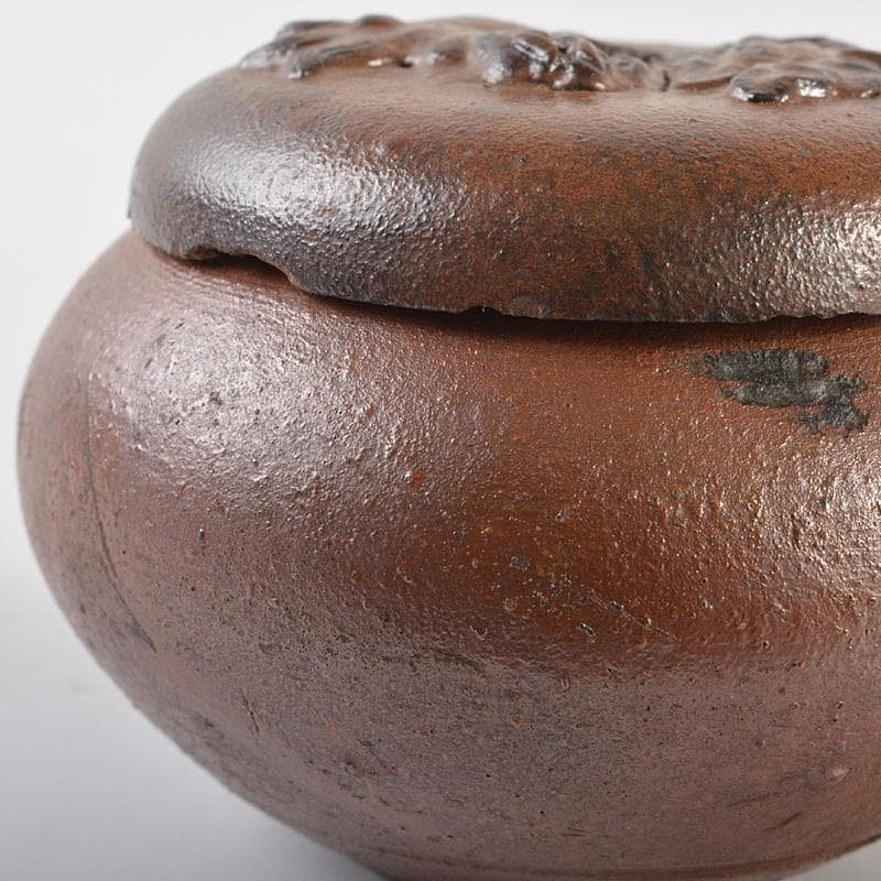 茶道具　備前焼　古備前　神獣蓮花文　盒子　書付箱　V　R7146