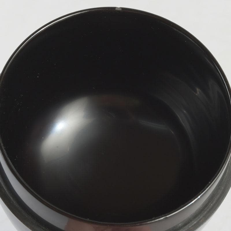 茶道具　輪島塗　岡本陽斎作　切合口　黒中棗　共箱　V　9463