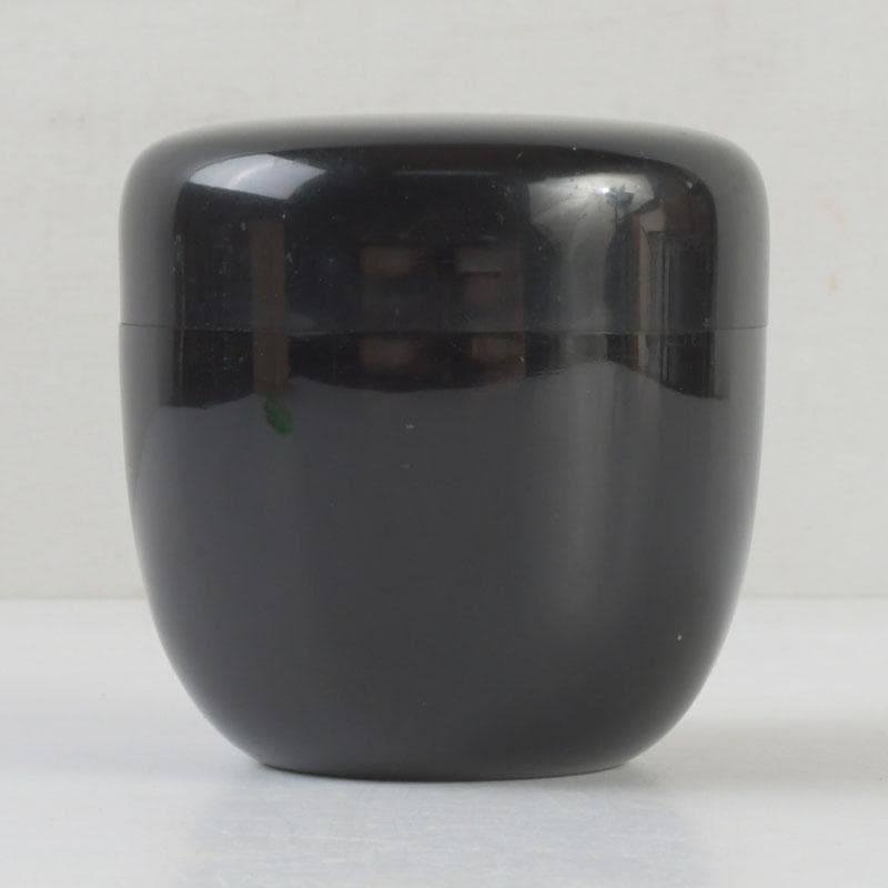 茶道具　輪島塗　岡本陽斎作　切合口　黒中棗　共箱　V　9463