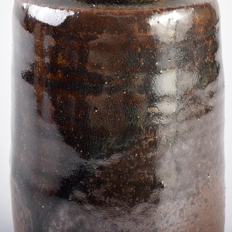 丹波焼　森本陶谷作　肩衝茶入　古代名物裂　黄地真田入間道仕覆　共箱　VR7563