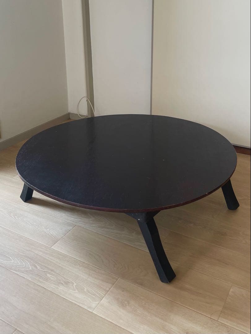 古道具　ちゃぶ台　時代物　昭和レトロ　直径88cm　折り畳み　机　座卓