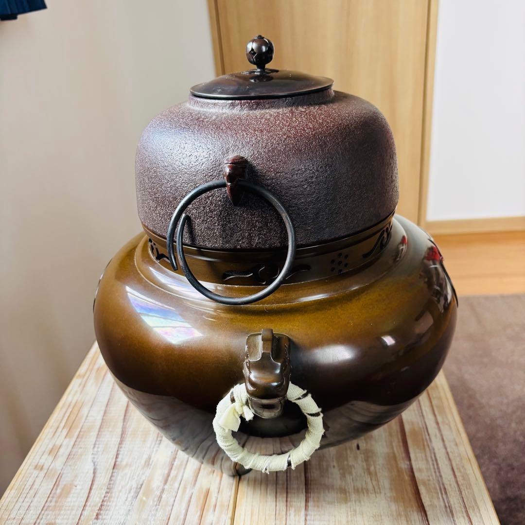 美品　人間国宝　高橋敬典　茶釜　唐津鬼面風炉　香峰　茶道具　風炉釜　茶の湯釜