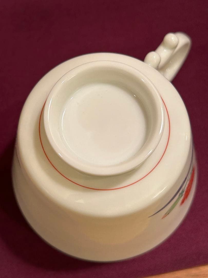 人間国宝 十四代 柿右衛門 本人作 濁手 撫子文 珈琲碗 カップ&ソーサー