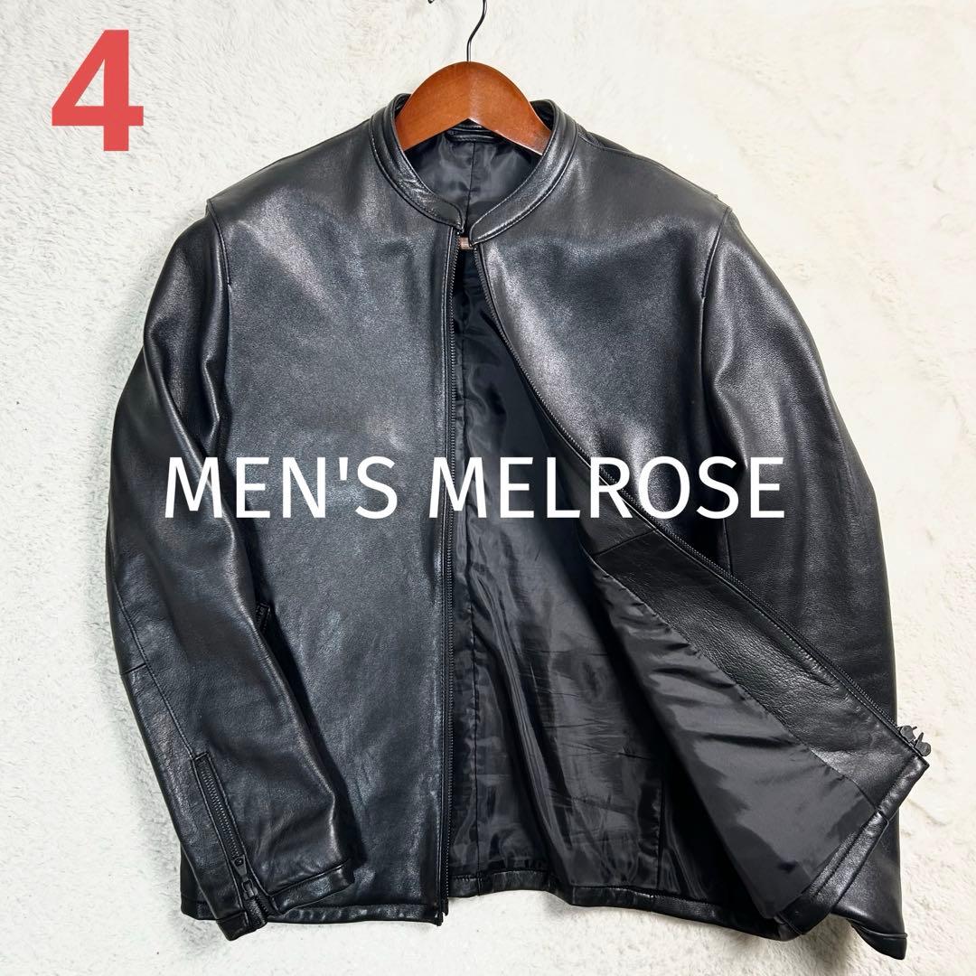 極美品◆メンズメルローズ レザー シングルライダースジャケット ラムレザー 4