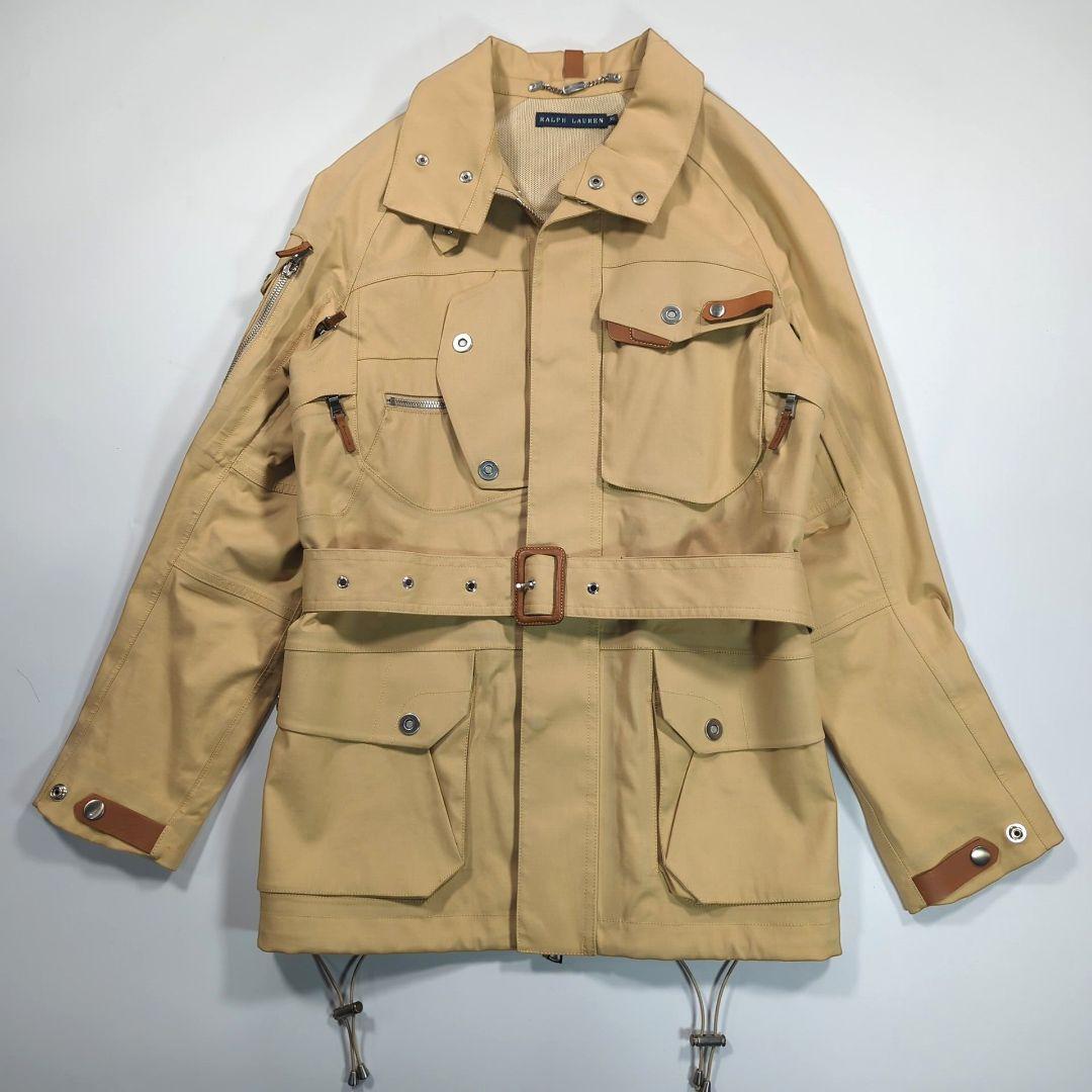 美品.ラルフローレン サファリジャケット 牛革レザー ベージュ ベルト付き