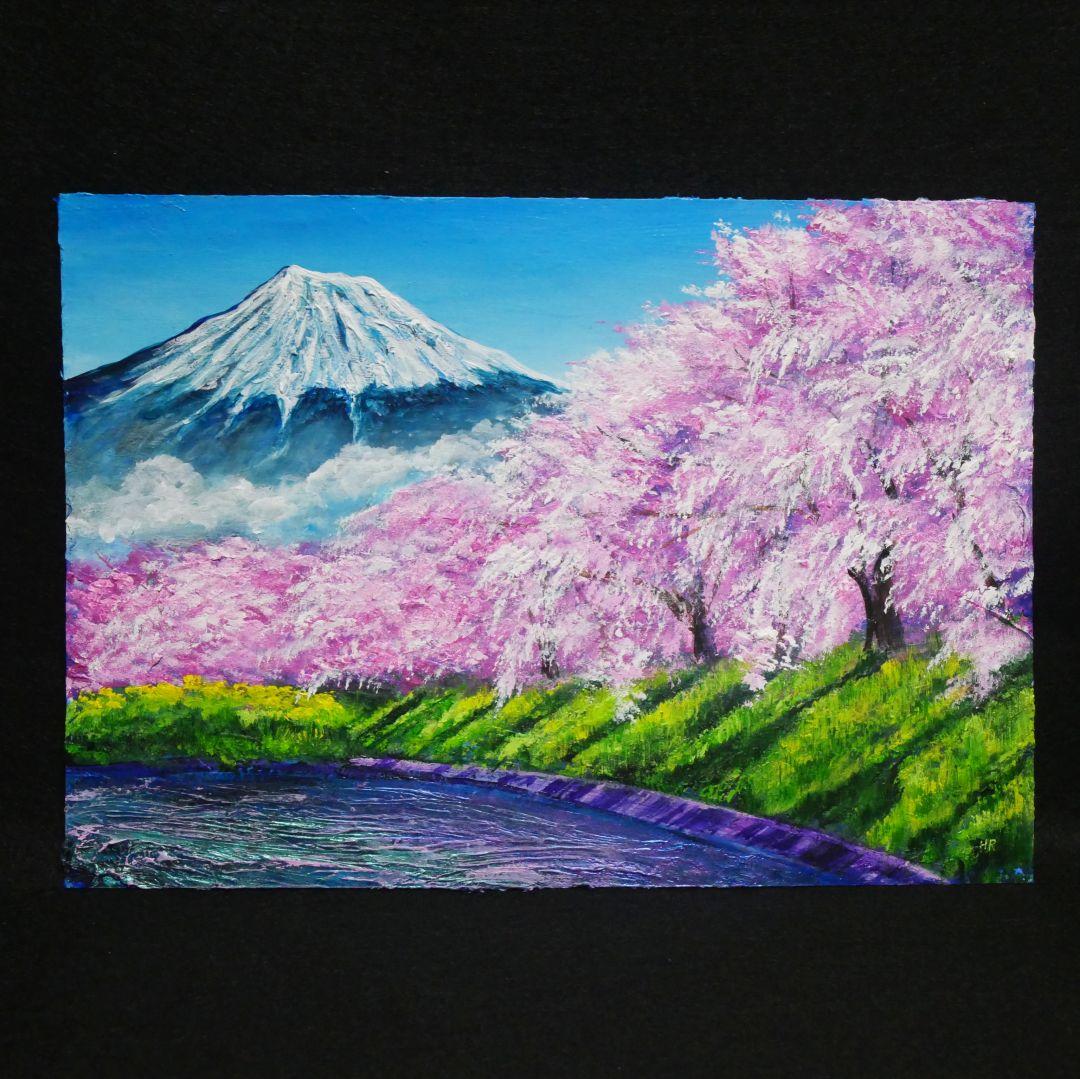 油絵 油彩 油彩画 絵 絵画【龍巌淵の桜】