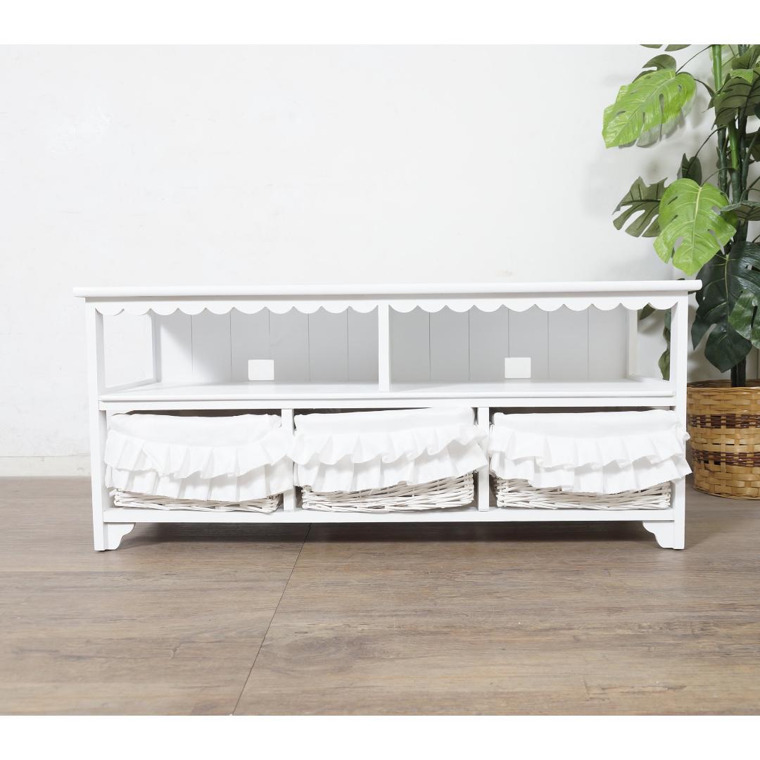 【新品】フリル付きバスケット テレビ台　ガーリー　ロマンティック 　アウトレット