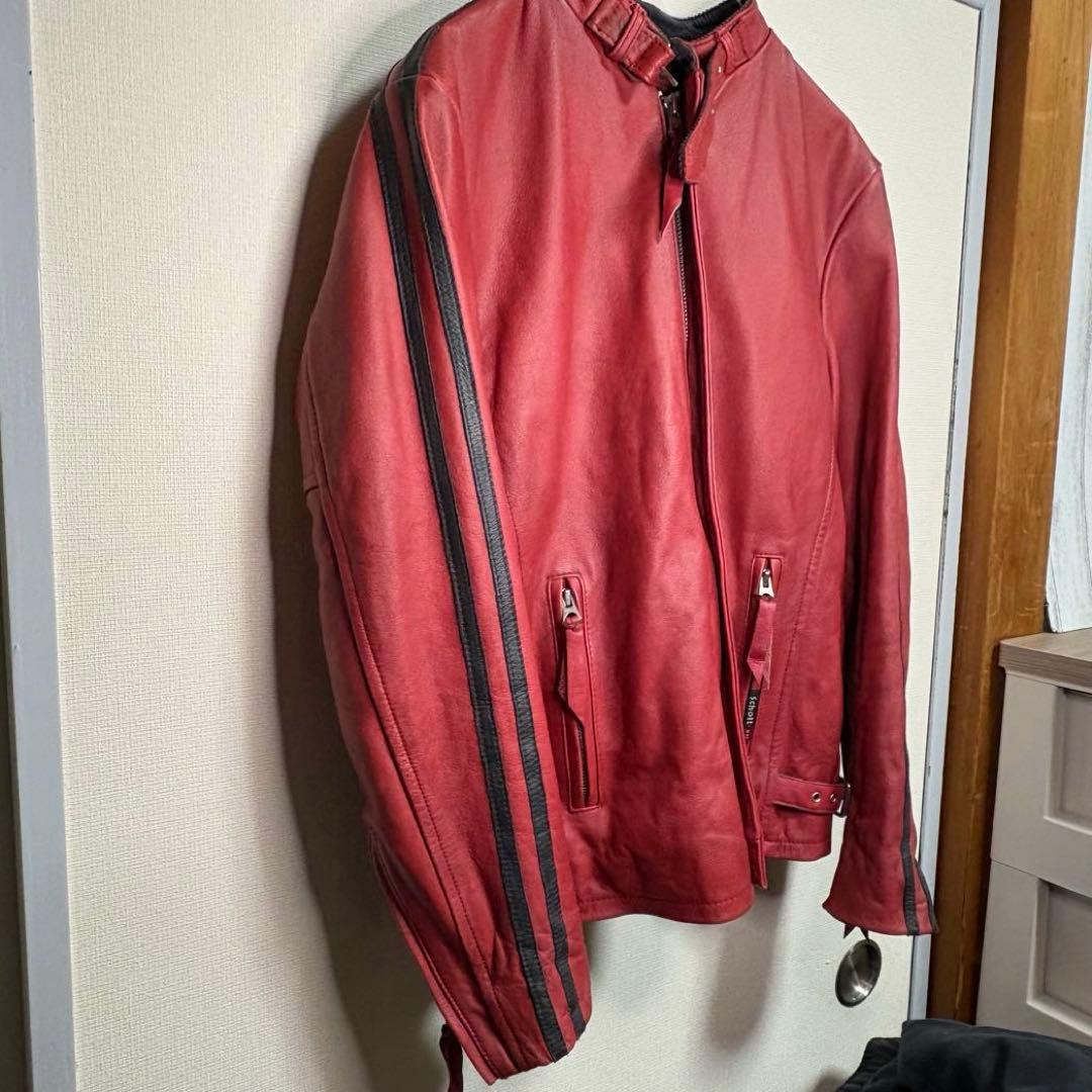 Schott シングルライダース　レッド　ブラックライン