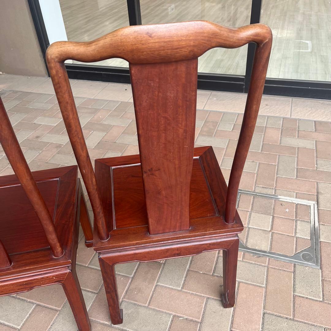 ②唐木家具 ダイニングチェア 食卓椅子 アームチェア 花梨材 馬蹄脚
