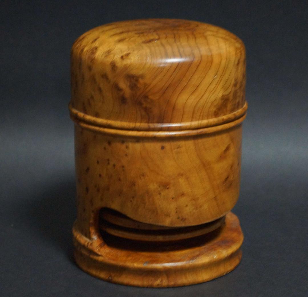 煎茶道具 唐木カリン花梨 玉杢 葡萄杢 茶托6客 造形茶托入れセット美しい木目