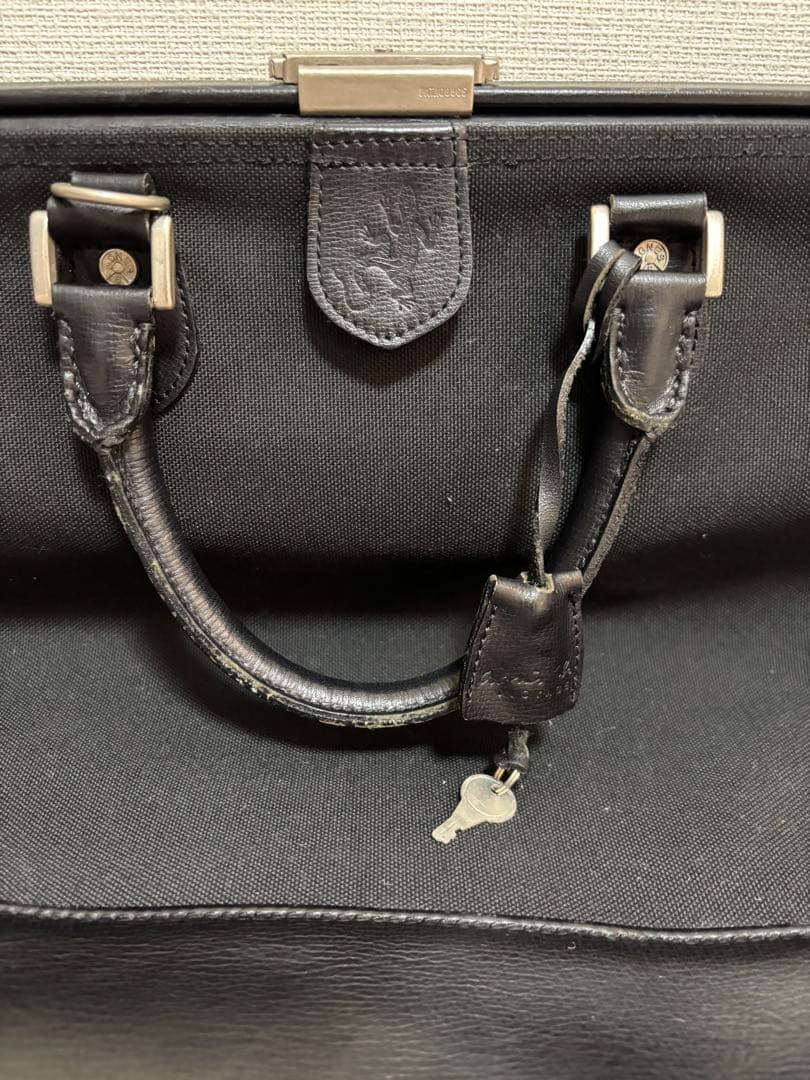 アニエスベー ブラック キャンバス レザーボストンバッグ　旅行用