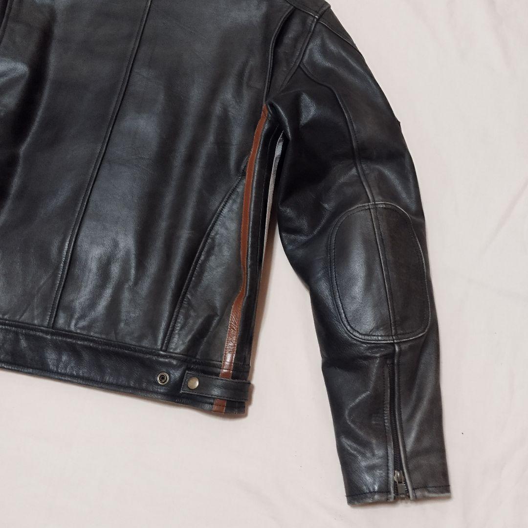 デグナー　ライダースジャケット　ブラック　牛革　ワッペン　キルティング　XL