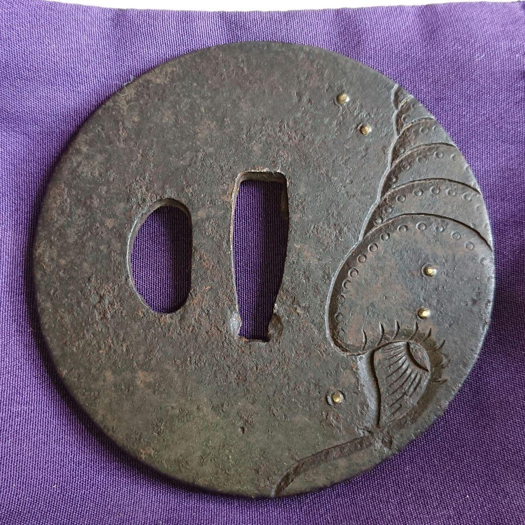 稀少 江戸後期 日本刀 刀鍔 象嵌