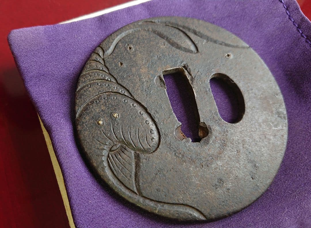 稀少 江戸後期 日本刀 刀鍔 象嵌