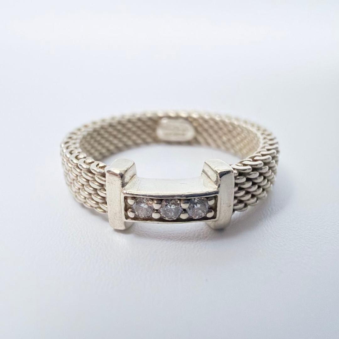 ティファニー サマセット 3P ダイヤ リング 指輪 約4号 シルバー 925