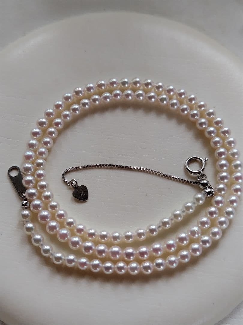 【艶照り最高】K18WG アジャスター付き あこや真珠ベビーパールネックレス