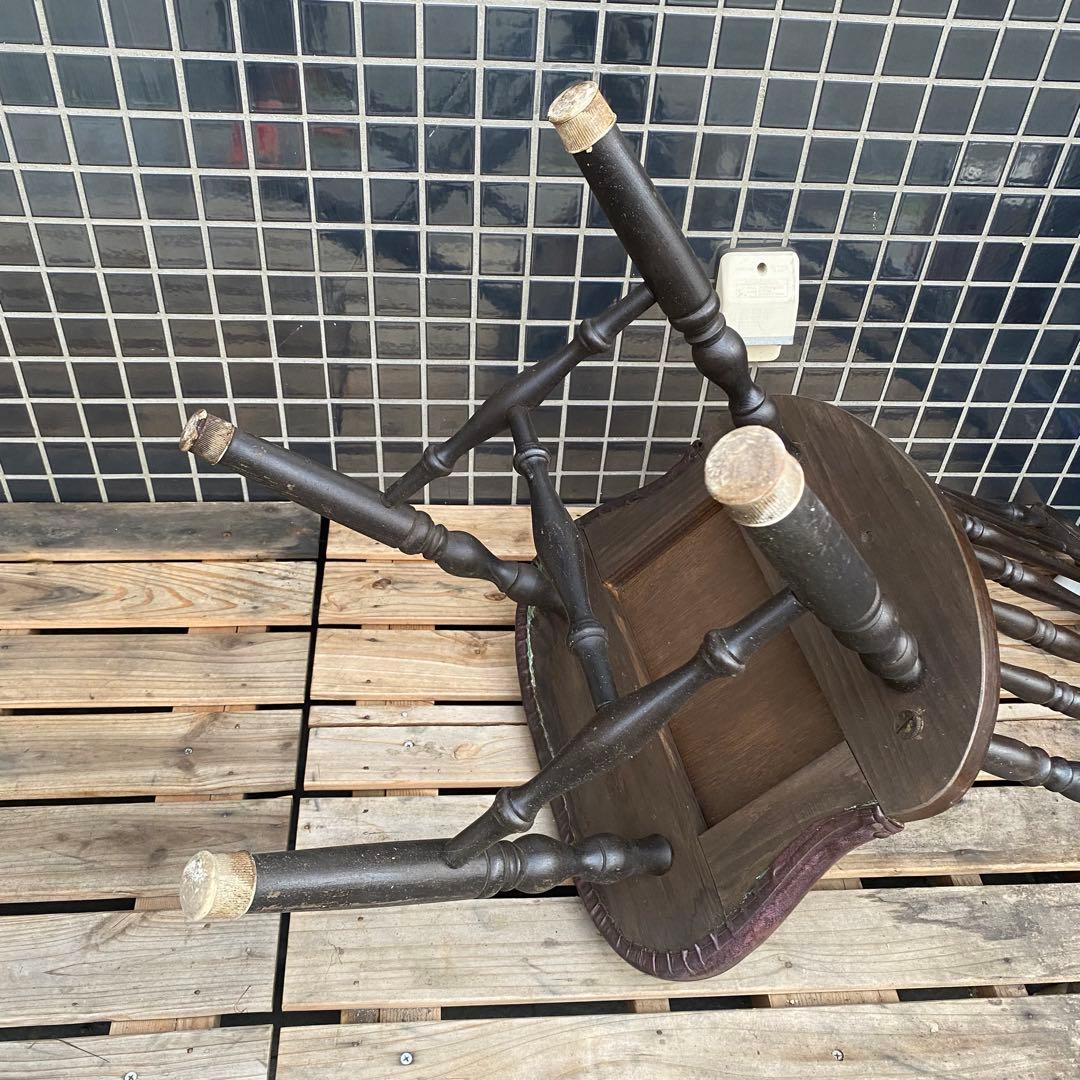 ヴィンテージチェア 座面革 木椅子 インテリア ディスプレイ