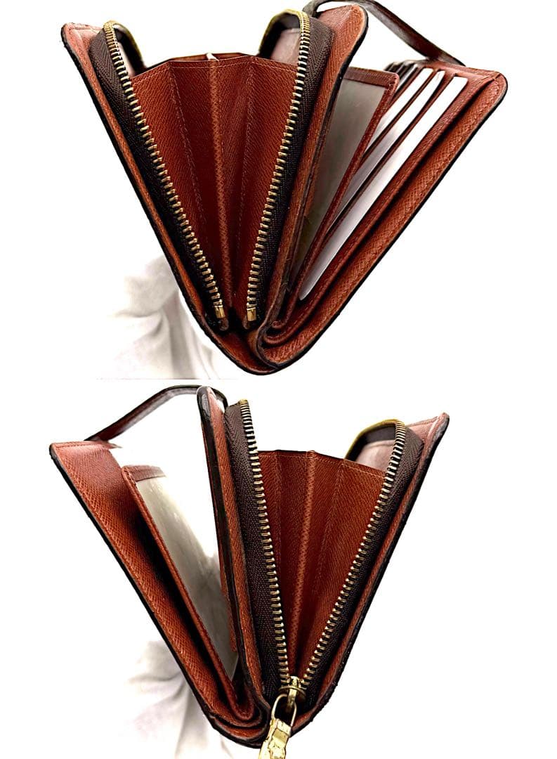 ルイヴィトン　モノグラム　二つ折り財布　手帳型　ポルトパピエジップ　パスケース付