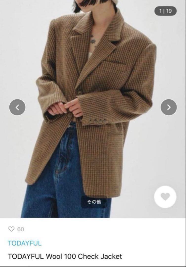 ジャケット・アウター todayful Wool 100 check jacket