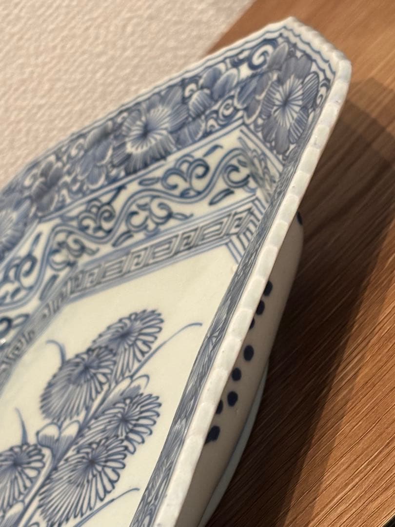 古伊万里 伊万里焼 角皿 染付花の図八角皿