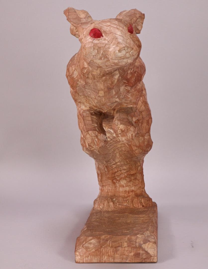 BK202　本物保証　辻志郎作 木彫り 卯　兎 高さ約41cm 置物 オブジェ