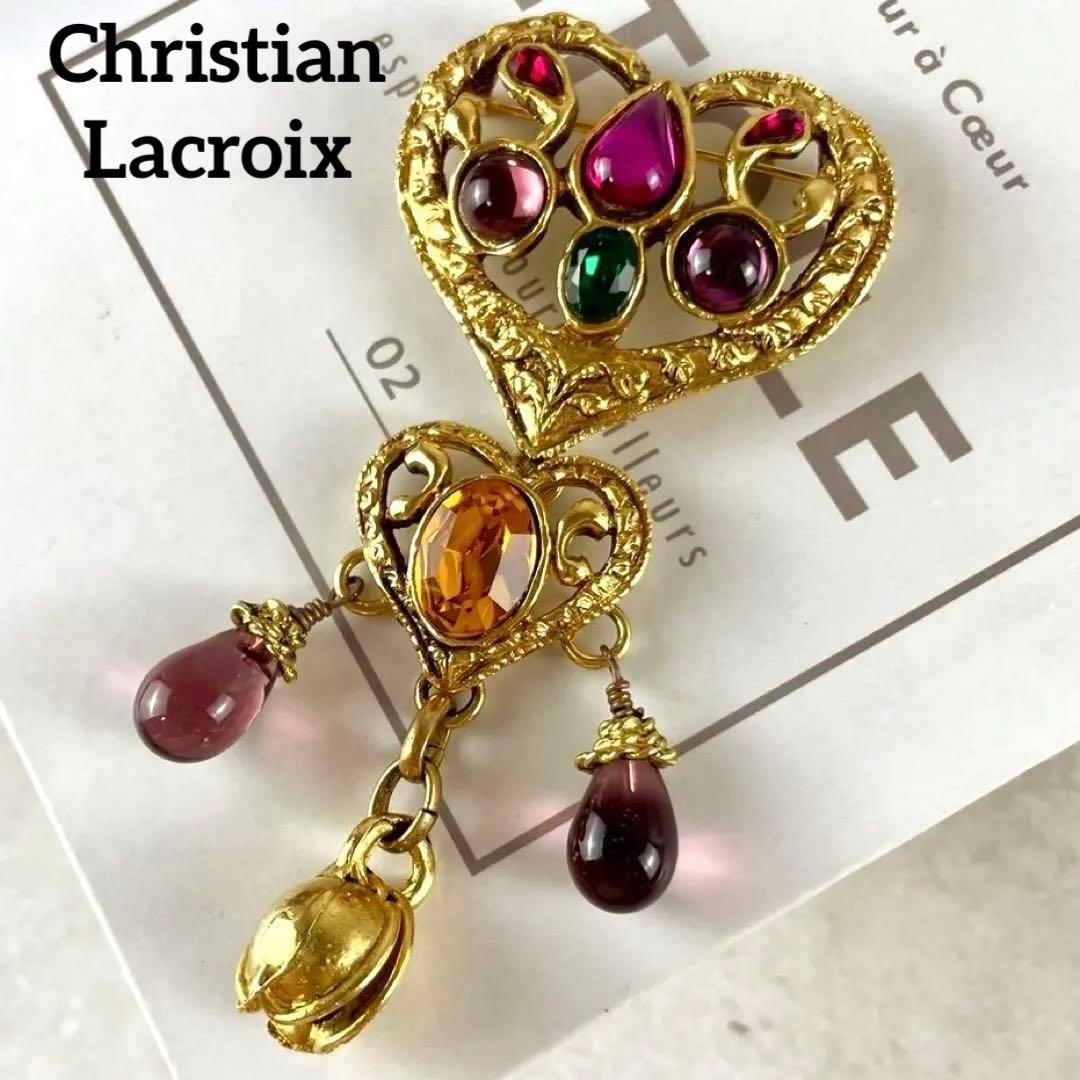 Christian Lacroix ヴィンテージ ハートマルチカラー　ブローチ