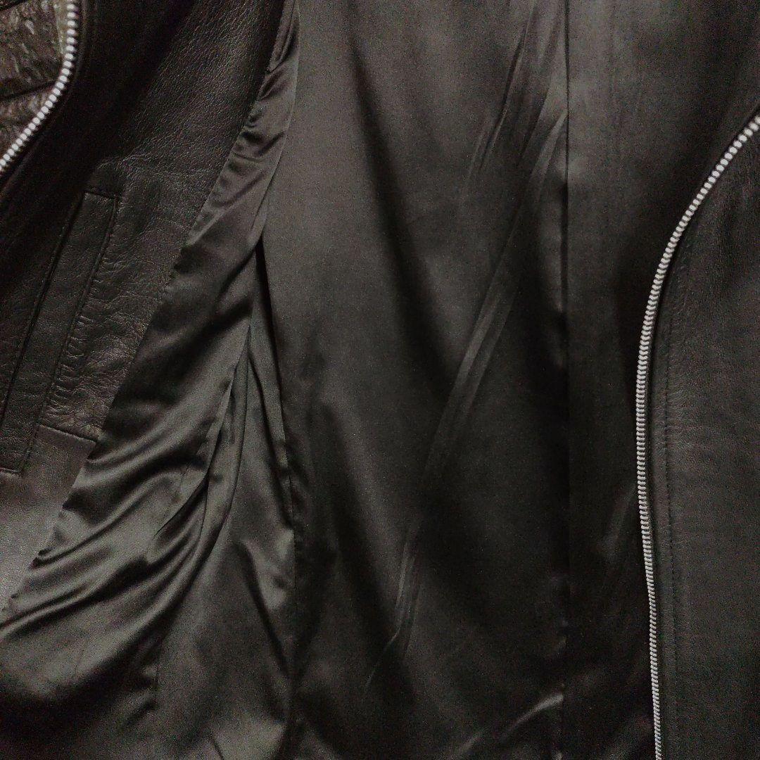美品ノーアイディー黒ラムレザー シングルフード付きライダースジャケットＳ２完売品