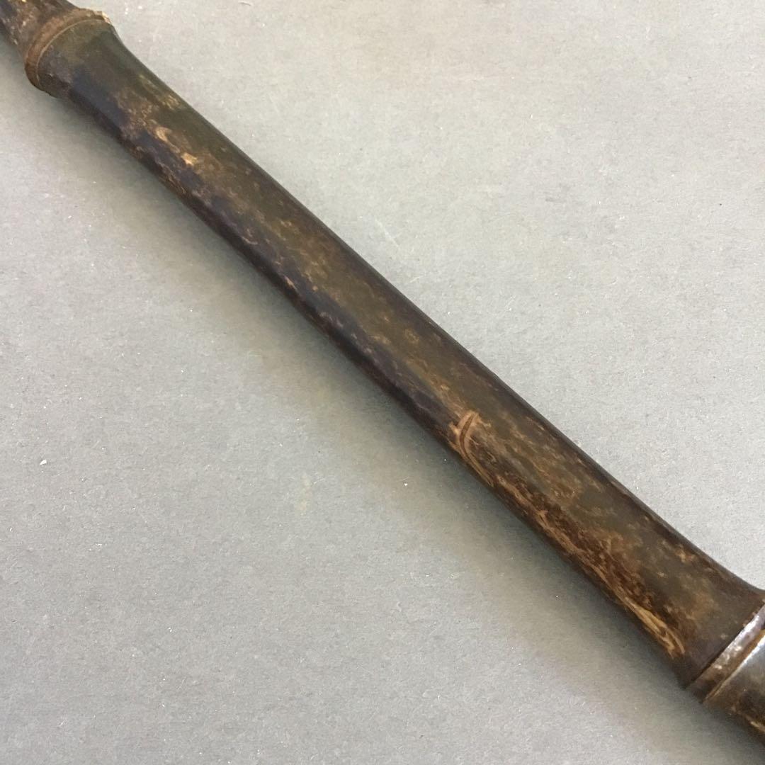 茶道具　掛軸掛け　矢羽津(矢筈)　黒竹　2段組み　金具付　紙箱　S1049KK