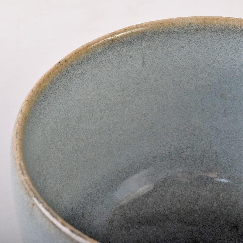 茶道具　木村盛伸作　灰釉立鶴　茶碗　共布共箱　C　R8708