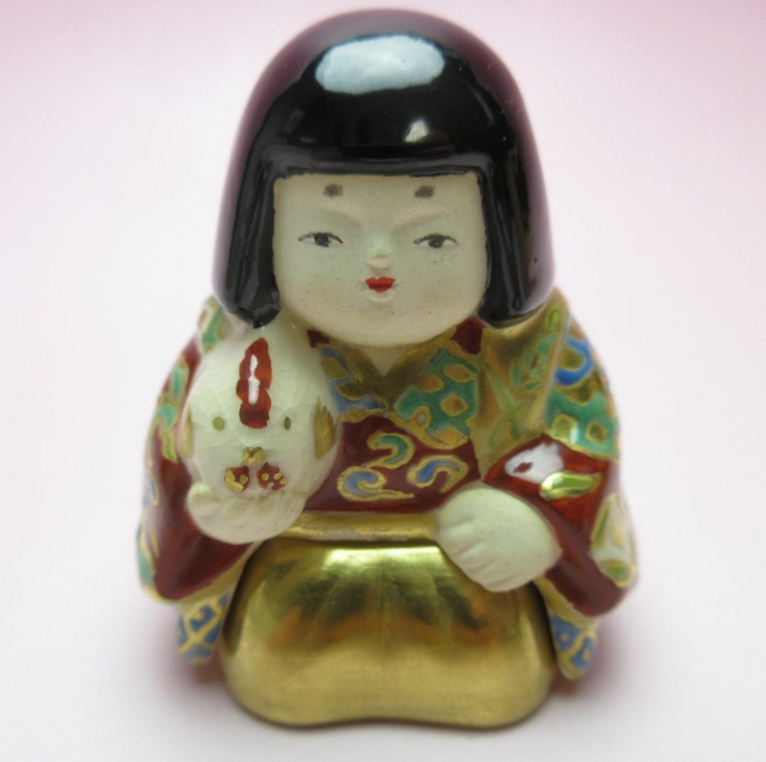 山田東哉 色絵仁清意 癸酉 抱鶏姫 香合 JA70506