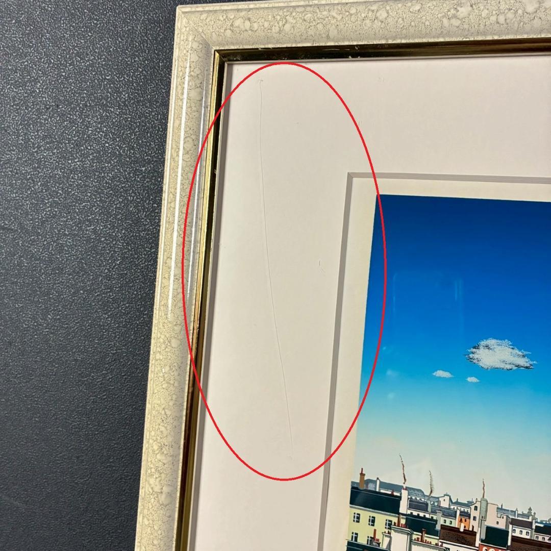 ビン・カシワ「カフェテラス」シルクスクリーン 直筆サイン入 額縁入 ヒロヤマガタ