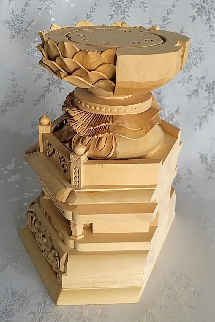 台座のみ 坐像用#543 背切 六角 木彫 仏像付属品