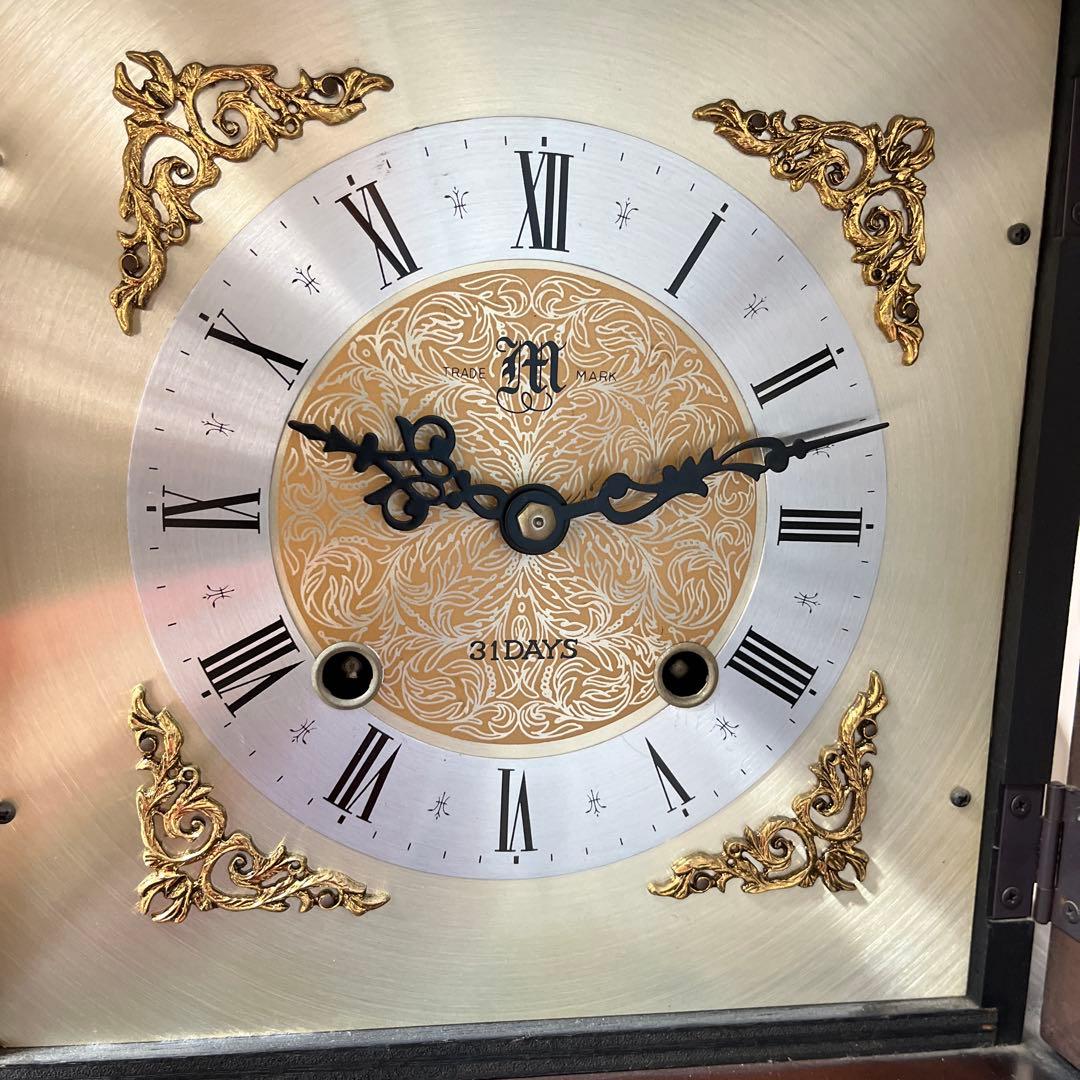 トレードマーク昭和レトロ アンティーク 振り子時計 木製枠 柱時計ゼンマイ式ク