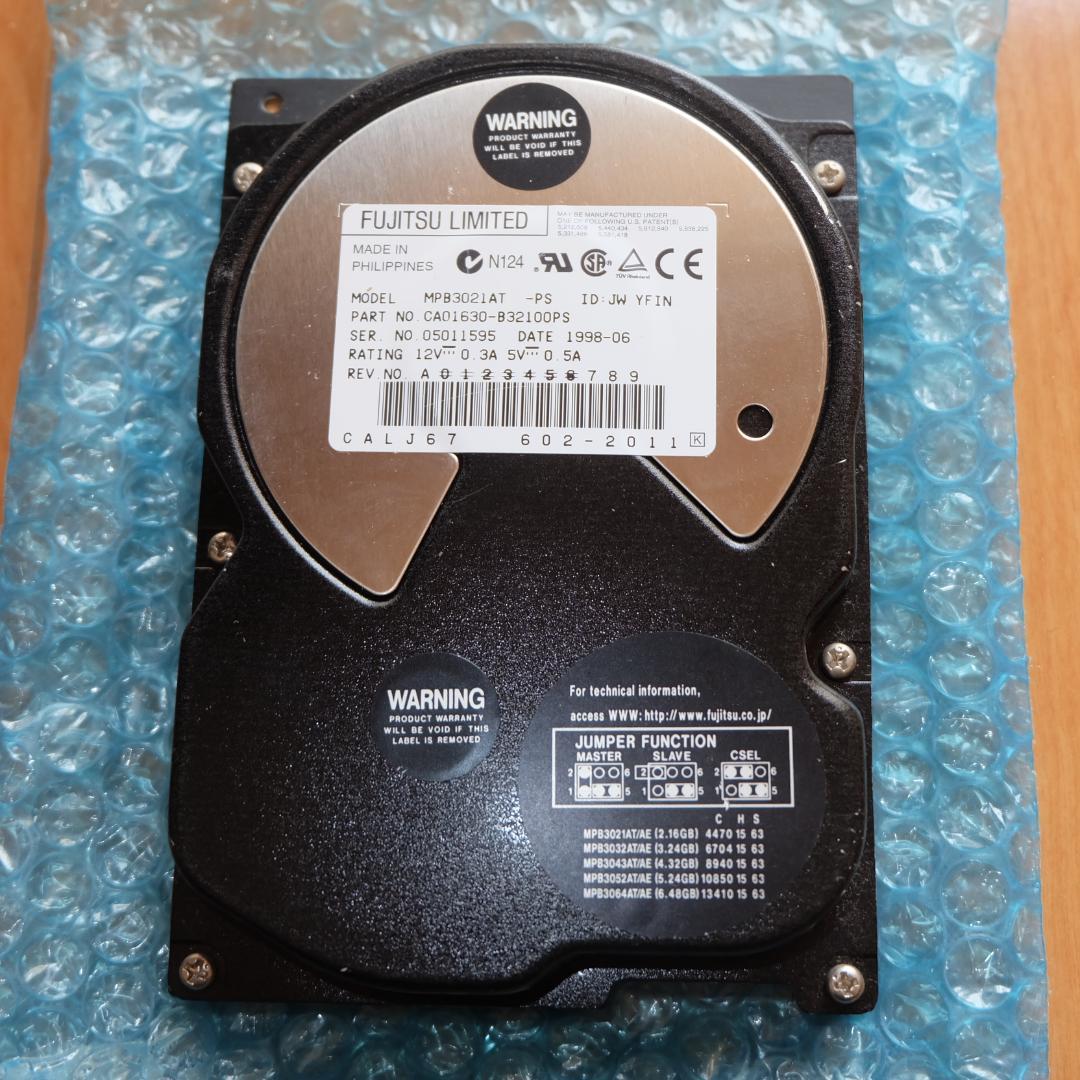 使用時間0時間 富士通 IDE HDD 2.1GB MPB3021AT