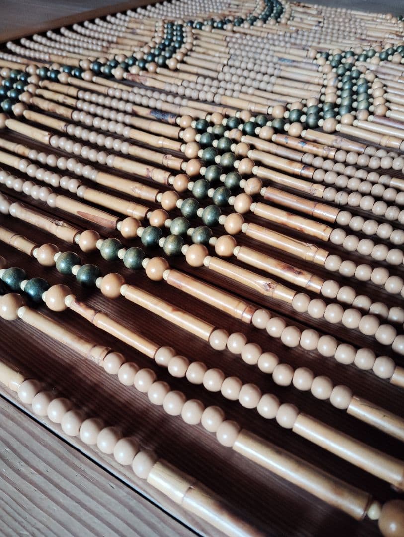 重量あります　ロング　昭和レトロ　木製珠すだれ　珠のれん　木製ヴィンテージ