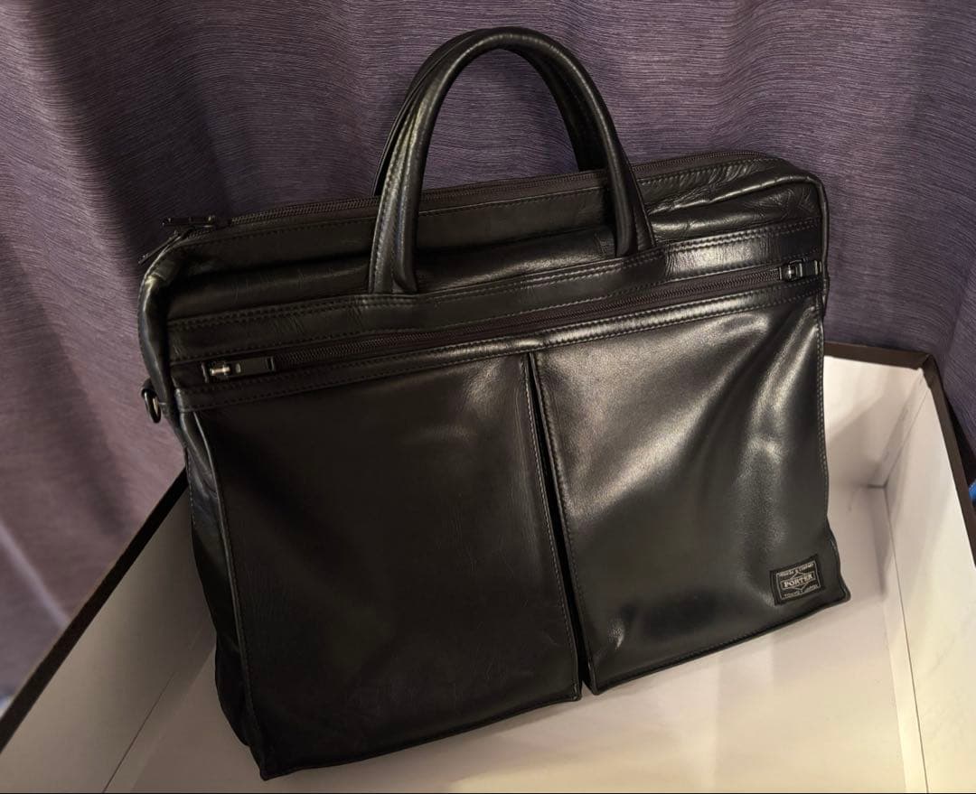 PORTER（吉田カバン）レザーブリーフケース ブラック(黒)日本製