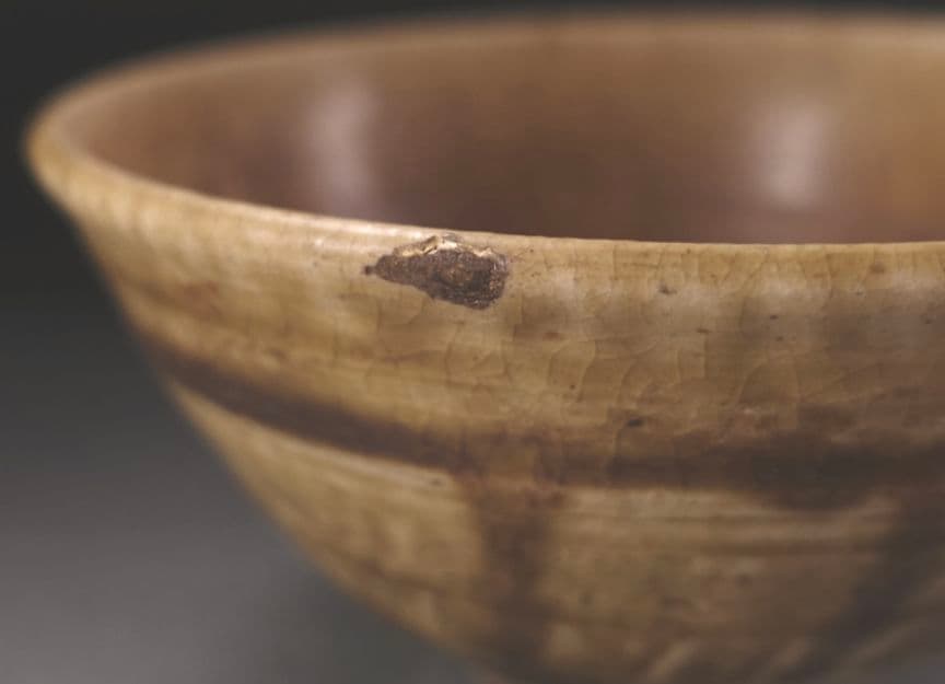 【古瀬戸】時代 瀬戸灰釉彫文　茶碗　唐津　桃山陶　李朝　宋代　珠光青磁　青瓷