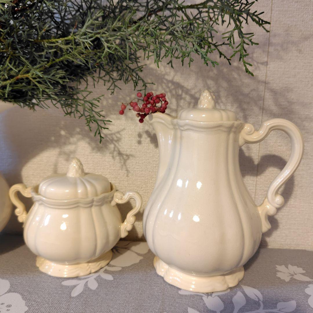 サルグミンヌ　花リム　ポット＆シュガーポット セット　アンティーク