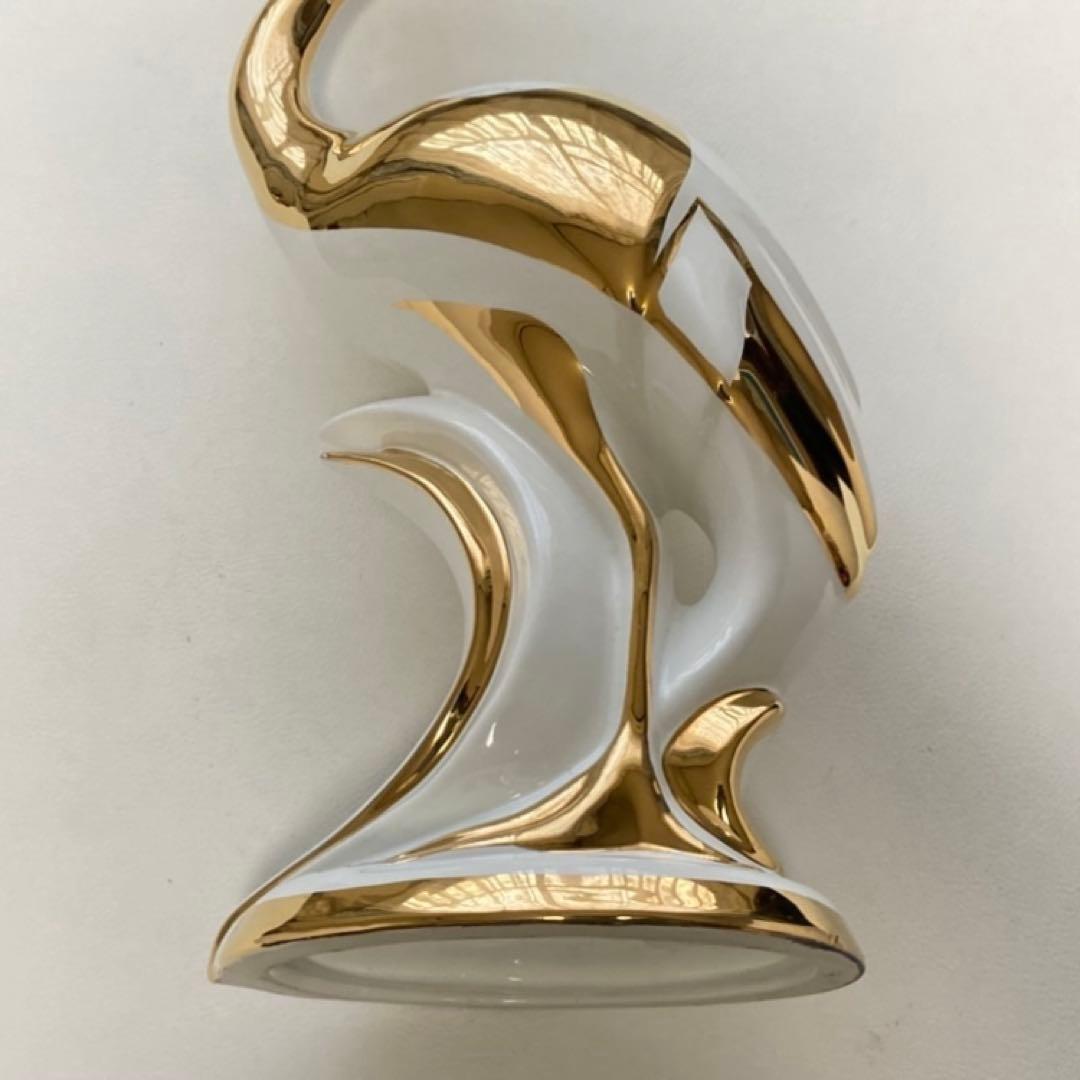 AHURA⁇ 鳥 置物 オブジェ ゴールド 金彩 白磁 陶磁器 レトロ