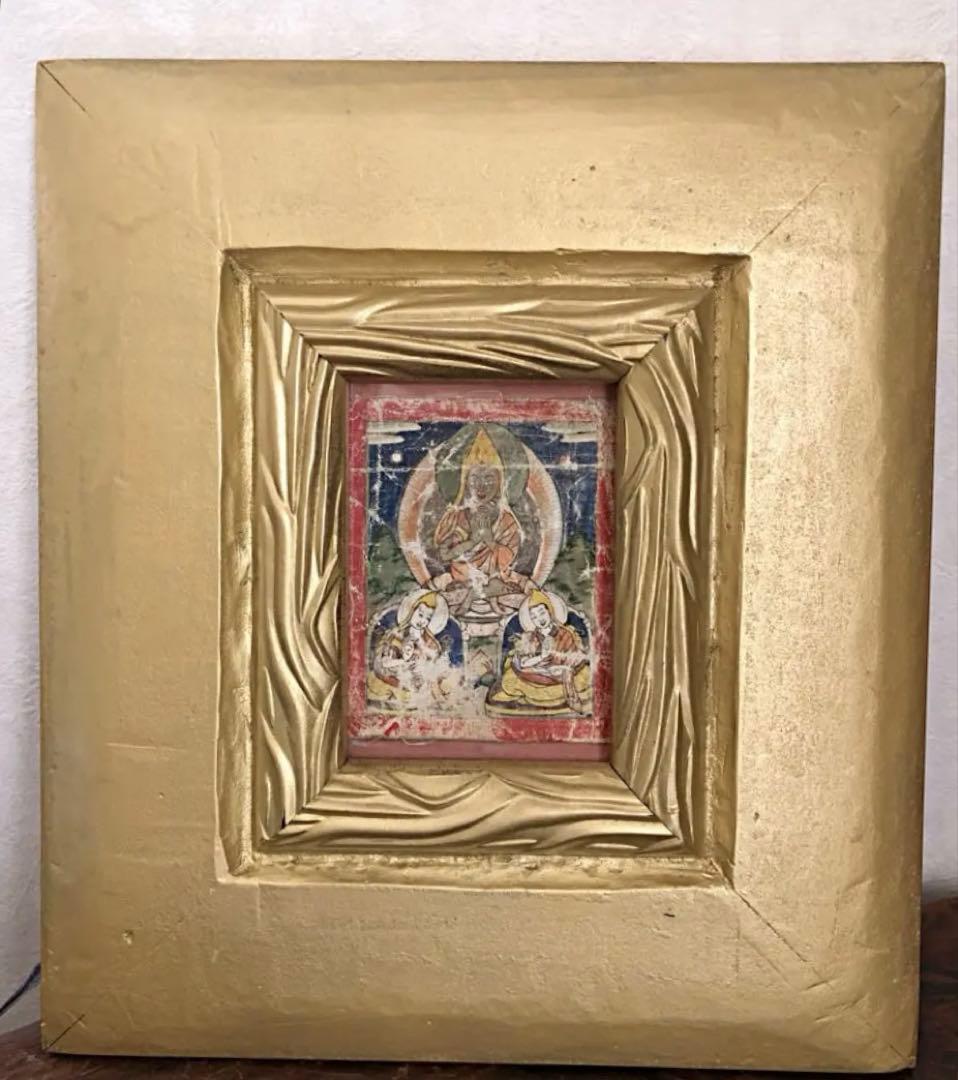 仏教美術 古玩 タンカ 額装