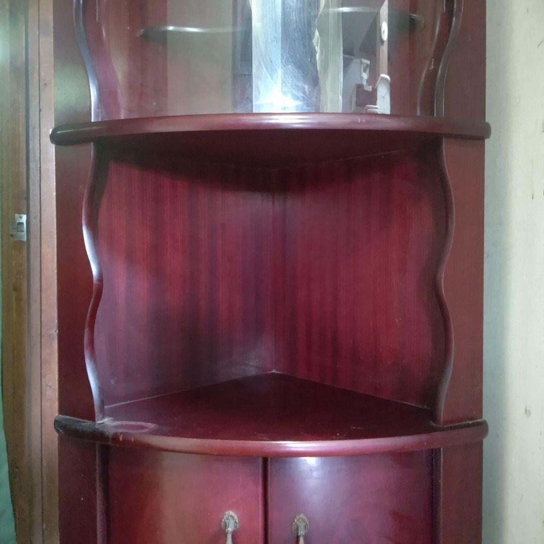 【お値下げ】木製コーナーキャビネット ダークレッド