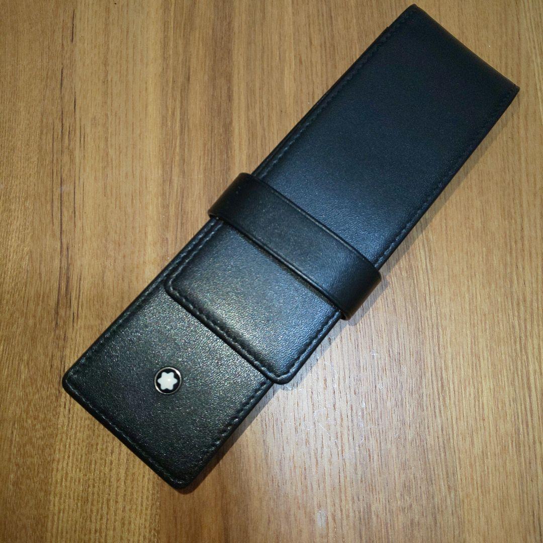 美品 MONTBLANC モンブラン ブラック レザーケース 2本用