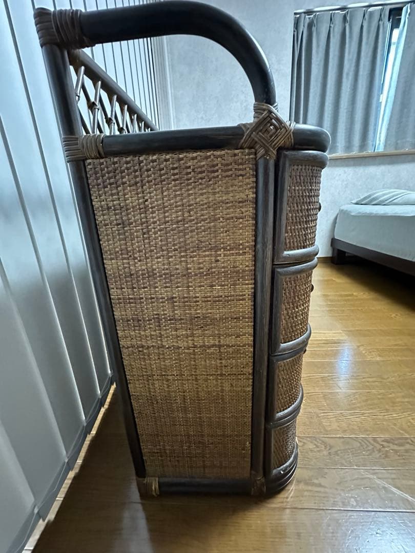 【送料込】籐 ラタンチェスト 4段 5引出し&4段10引出しの2個セット