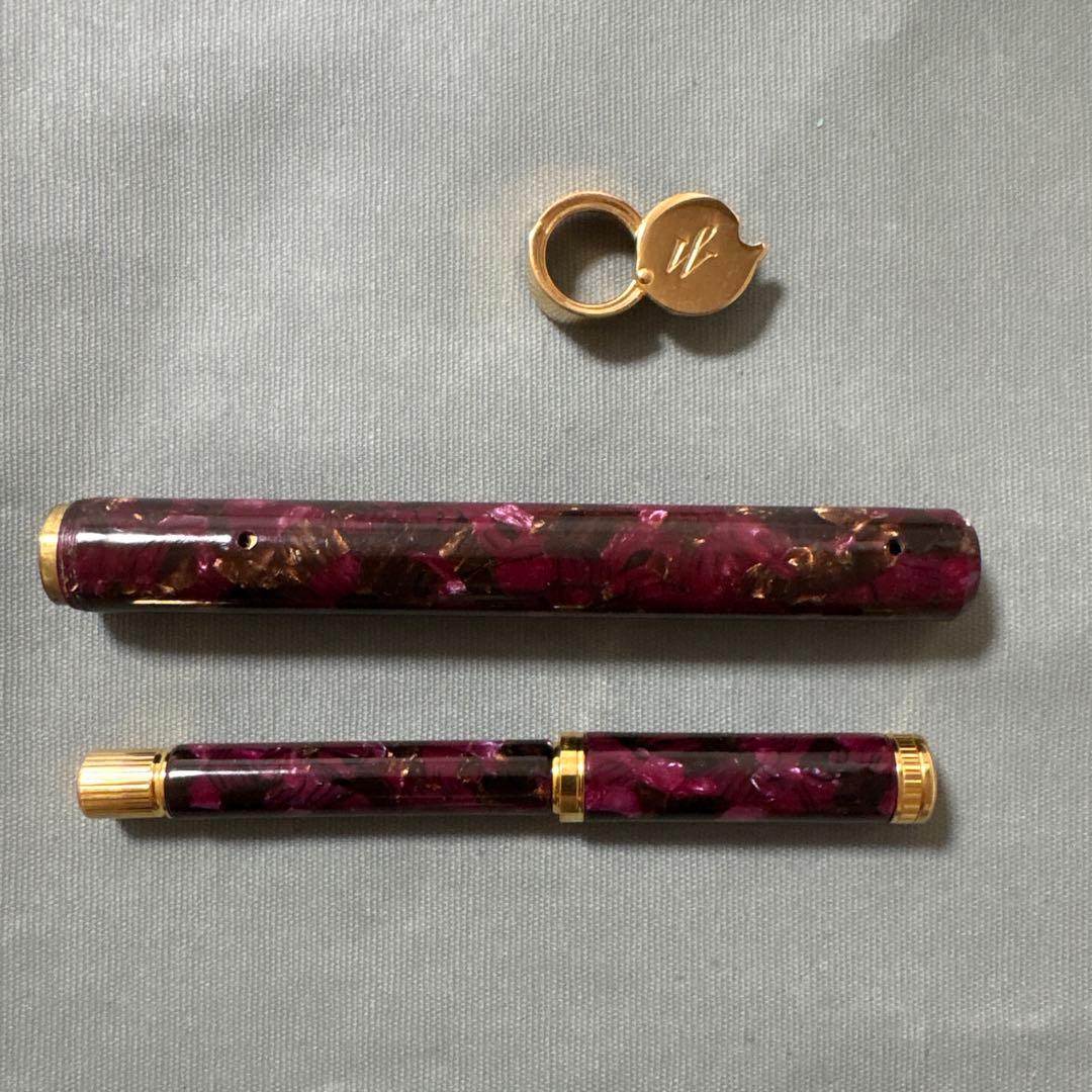 紫と黒のマーブル万年筆　ウォーターマン