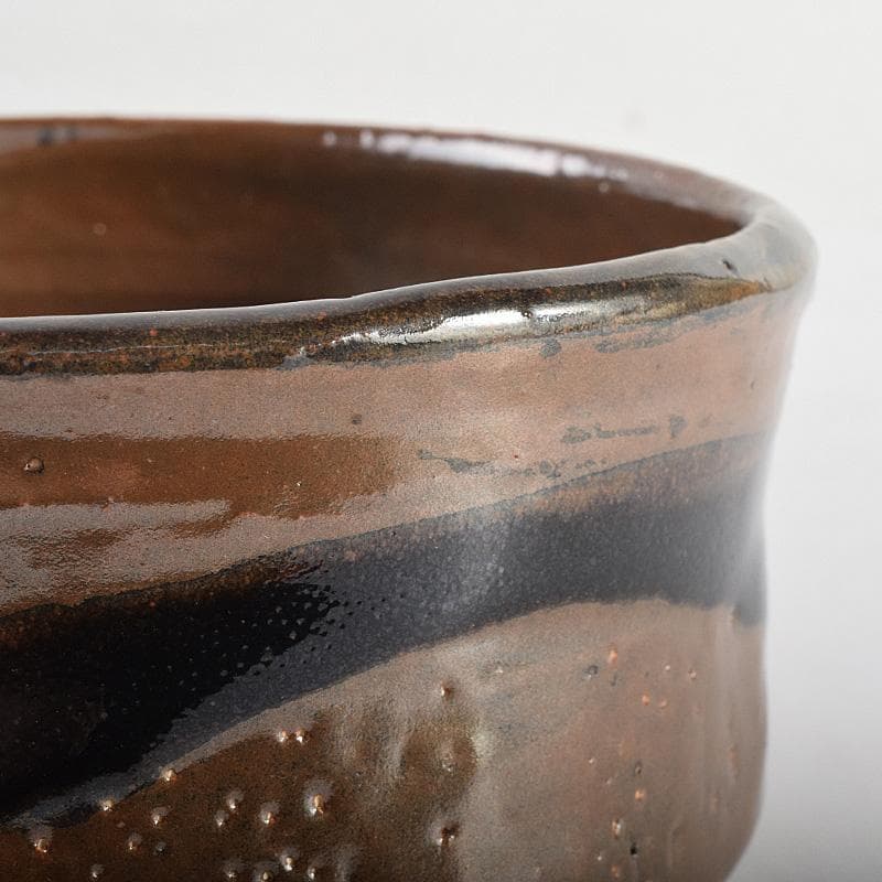 Mikan 　濱田庄司作　鉄釉　茶碗　仕覆付　共布共箱　V　R8790