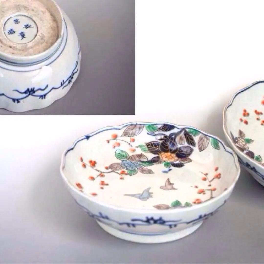 色絵中鉢　2個　江戸時代　古伊万里