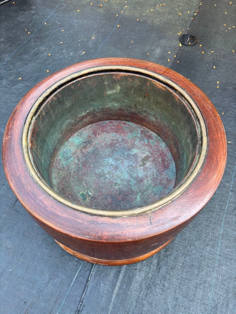 木製火鉢 約４２cm 昭和レトロ・アンティーク